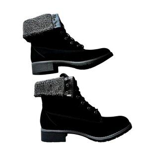 BU Collection Faux Suede Black Boots Sz 11